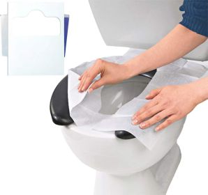 Pack of 200 Toilet Seat Covers. 1/4 Fold Disposable Potty Seat Cover Sheets. White Seat Covers for Public Washrooms; Travel. One-ply; Biodegradab
