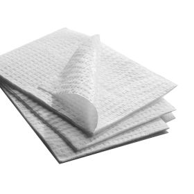 Disposable Towels 13" x 18". Pack of 500 White Waffle Towels Protector. 3 ply Tissue with Polyback. Great Absorbency. Waterproof Multipurpose Eco