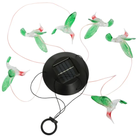 LED Solar Hummingbird Wind Chime Solar String Lights 6 LEDs Color (Color: Green)