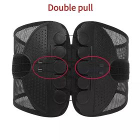 New Double Pull Waist Brace Back Lumbar Support Corset Woman Man Waist Trimmer Belt Injury Muscle Posture Corrector Belt (Color: Black-Double pull, size: M)