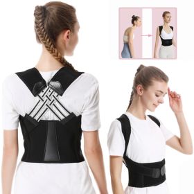 Back Brace Posture Corrector for Women and Men, Shoulder Straightener Adjustable Full Back Support Upper and Lower Waist Belt (Color: Black, size: XL)