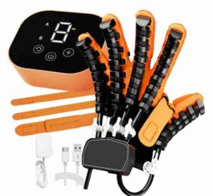 NEW Rehabilitation Robot Glove Finger Training Stroke Hand Splint with 4 Modes Portable Hemiplegia Physical Therapy Equipment (Specification: Left hand S, Color: Orange)