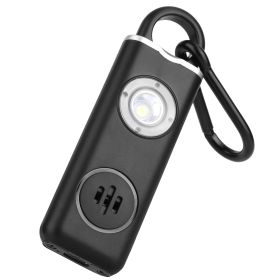 Rechargeable Personal Safety Alarm Portable 130dB Self-defense Siren with Strobe Light LED Light Carabiner Emergency Escape Tool for Women Kids E (Color: Black, size: One size)